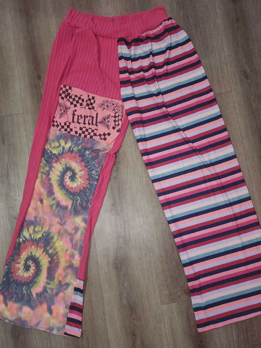 Womens Xl 2xl Patchwork Pants Feral Handmade Yoga Waist